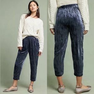 Anthropologie Ett Twa Crushed Velvet Jogger Pants